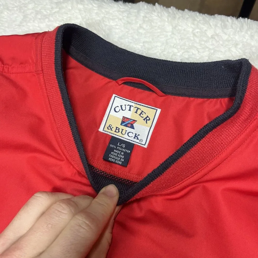CUTTER & BUCK VTG Blank Golf Windbreaker Performance Jacket Mens‎ Pullover Red L